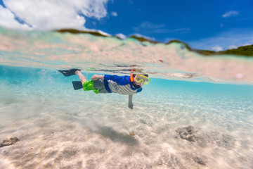 Sticker - Little boy swimming in ocean