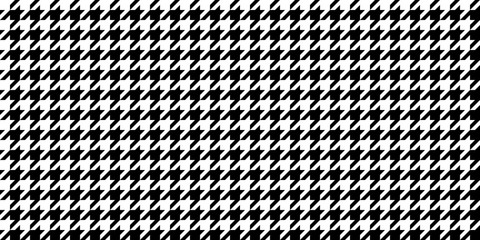 Monochrome Black & White Seamless Houndstooth Pattern Background. Traditional Arab Texture. Fabric Textile Material.