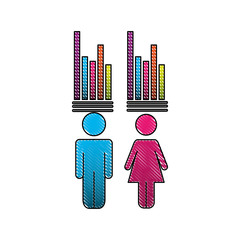 Poster - pictogram man woman bar statistics demographic vector illustration