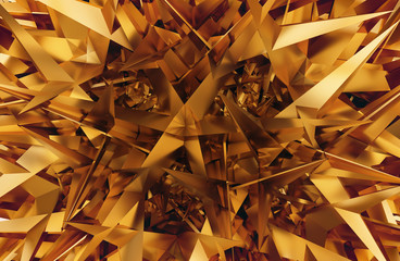 Poster - Abstract  golden sharp polygon background, 3d illustration.