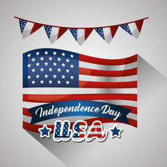 Poster - happy independence celebration pennants usa flag important day vector illustration