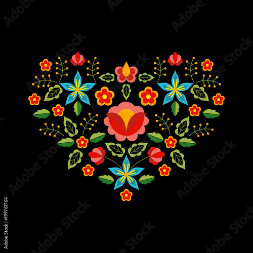 Dekoracja na wymiar  polski-wektor-wzor-ludowy-kwiatowy-ornament-etniczny-slowianski-druk-wschodnioeuropejski-kwiat-serca