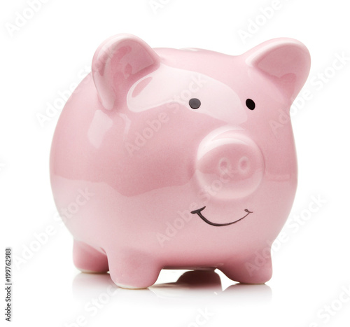 Fotografía single ceramic piggy bank isolated on white background