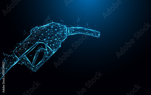 Cuadros en Lienzo Abstract gas pump form lines and triangles, point connecting network on blue background