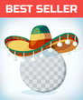 Sombrero Mexican hat. Masquerade costume headdress. Carnival or Halloween mask. Cartoon Vector illustration
