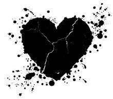 Grunge Heart Shape And Paint Blobs Splattered