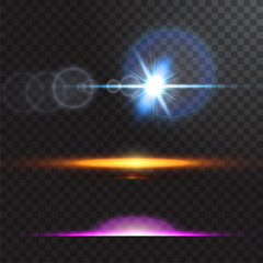 Wall Mural - vector light sources, concert lighting, stage spotlights set. concert spotlight with beam, illuminat