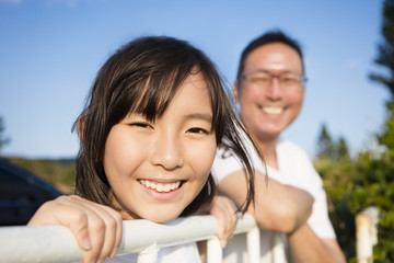 Wall Mural - Father with daughter enjoy the view