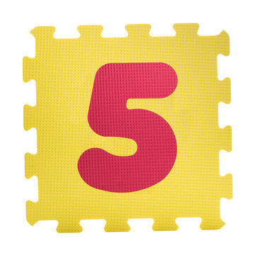Colourful number puzzle isolated on white background. Number learning block for children education.
