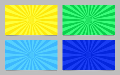 Poster - Abstract colored ray burst pattern card background template set