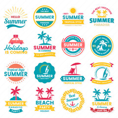 Wall Mural - summer retro vector logo for banner