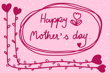 Wall Mural - Abstract doodle art hand drawing images with phrase Happy mothers day on sweet pink background for mothers day celebration concept. Can use for greeting card or wallpaper and all design..