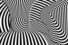 Black White 3d Line Distortion Ball Illusion