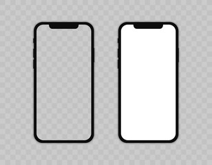 Poster - realistic smartphone. set realistic smartphone. phone black. flat cartoon design, vector illustratio
