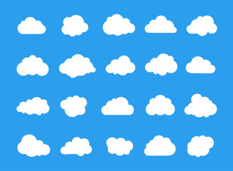 Wall Mural - clouds line art icon collection. storage solution element, networking, cloud and meteorology concept