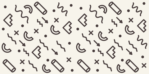 Aufkleber - Abstract geometric pattern with different outline shapes. Seamless vector background. Monochrome texture