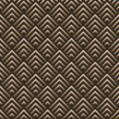 Poster - Abstract geometric vintage background pattern inspired in art deco. Vector Shapes made of golden lines.