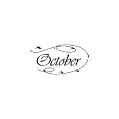 Wall Mural - October icon. Written name of the month with different elements relating to the month icon.  Premium quality graphic design icon. One of the collection icons for websites