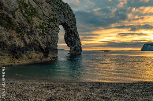 Picture of fantastic sunset in durdle door England Poster