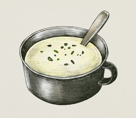 Sticker - Hand-drawn cream soup