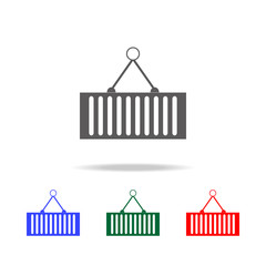 Poster - crane holding container icon. Elements of construction tools multi colored icons. Premium quality graphic design icon. Simple icon for websites, web design, mobile app