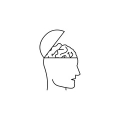 Poster - open head with brain icon. Element of idea and solutions for mobile concept and web apps. Thin line  icon for website design and development, app development. Premium icon