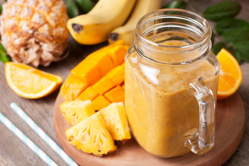 Poster - smoothie with tropical fruits