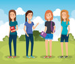 © Gstudio - group of students with books in the park vector illustration design