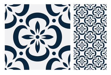 Wall Mural - vintage tiles patterns antique seamless design in Vector illustration