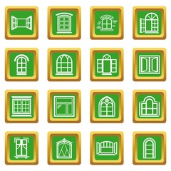 Poster - Window design icons set green square vector