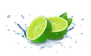 Wall Mural - lime water splash isolated on white