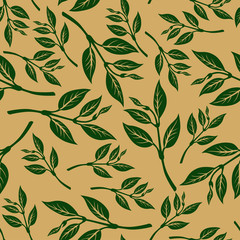 Wall Mural - Pattern seamless of branches with leaves