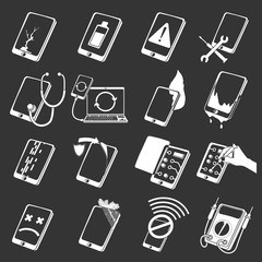 Poster - Repair phones fix icons set grey vector