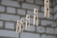 Linen Clothespin On A Wire