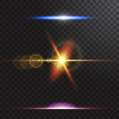Wall Mural - vector light sources, concert lighting, stage spotlights set. concert spotlight with beam, illuminat