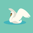   swan vector illustration flat style profile side