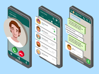 Poster - mockup of phone with mobile messenger on screen.
