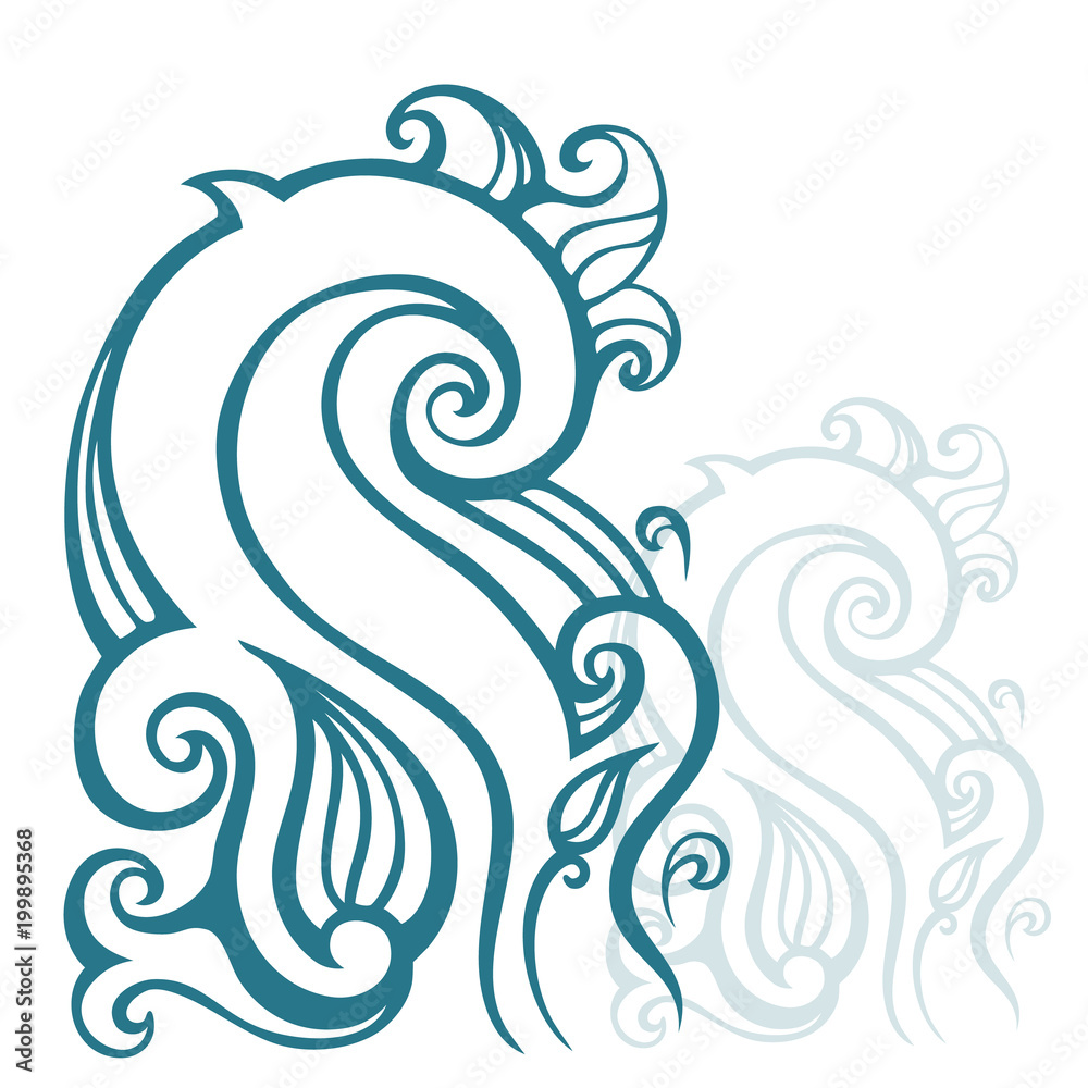 Ocean waves set isolated on white background, vector illustration Stock ...