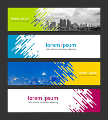 Wall Mural - Abstract background banner design template. Corporate business web banner advertising set. Infographic design elements. Sample image with Gradient Mesh EPS10.