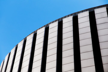 Low angle view of modern building exterior without windows.