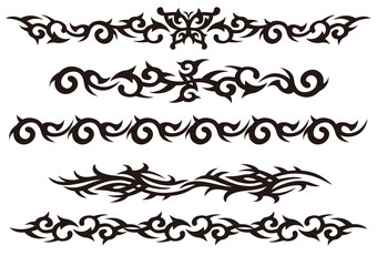 Sticker - Tattoo tribal vector design art set.