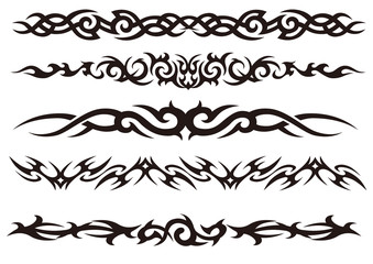 Tattoo tribal vector design art set.