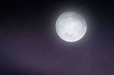 Wall Mural - landscape image of night sky with stars and full moon. long exposure photograph.(elements of this im