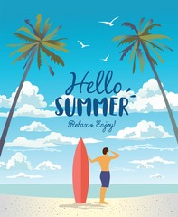 Wall Mural - Summer holiday poster. Vector illustration