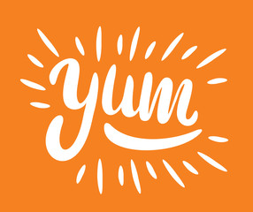 Wall Mural - Yum. Yummy word. Vector lettering. vector illustration