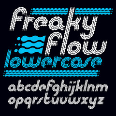 Poster - set of cool disco vector lowercase english alphabet letters isolated. rounded bold italic font, type
