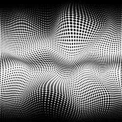 Poster - halftone texture. black dots twist effect. halftone black and white vector illustration