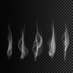 Set of smoke. Transparent smoke shapes. Vector smoke templatee