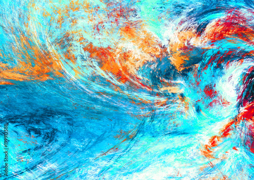 Blue sea wave. Artistic splashes of bright paints. Abstract color background ...