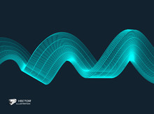 Wavy Background With Motion Effect. 3d Technology Style. Vector Illustration.